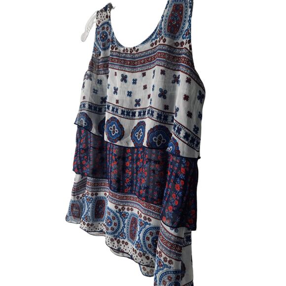 Live and Let Live sleeveless red white blue layered top PS - Picture 3 of 10